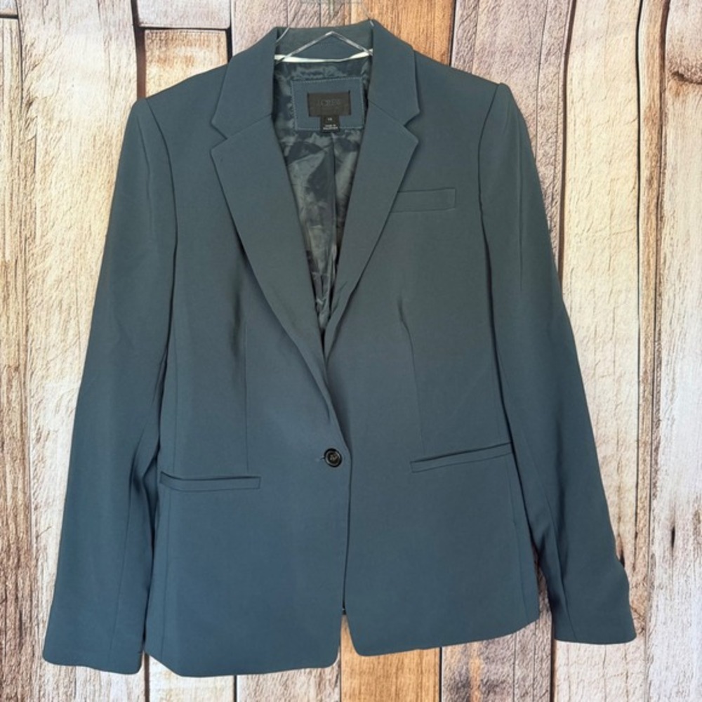 J.Crew‎ Collection Tailored Blazer Workwear Office Chic Dark Career Gray Size 10